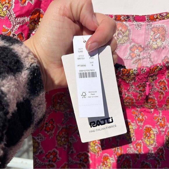 J Crew Collection Puff-sleeve Squareneck Top in Ratti® Pink Blooms Print NWT - Picture 8 of 11